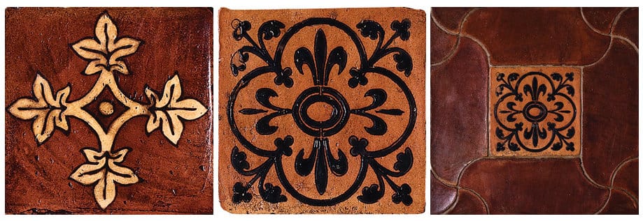 Terracotta tiles with hand painted motives