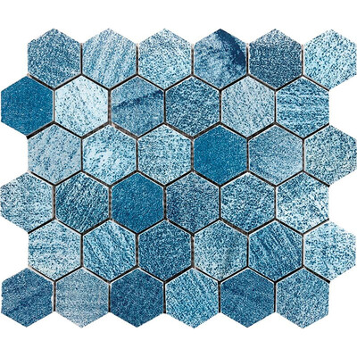 Indigo Indigo Hexagon 2 Marble Mosaic 10 3/8x12
