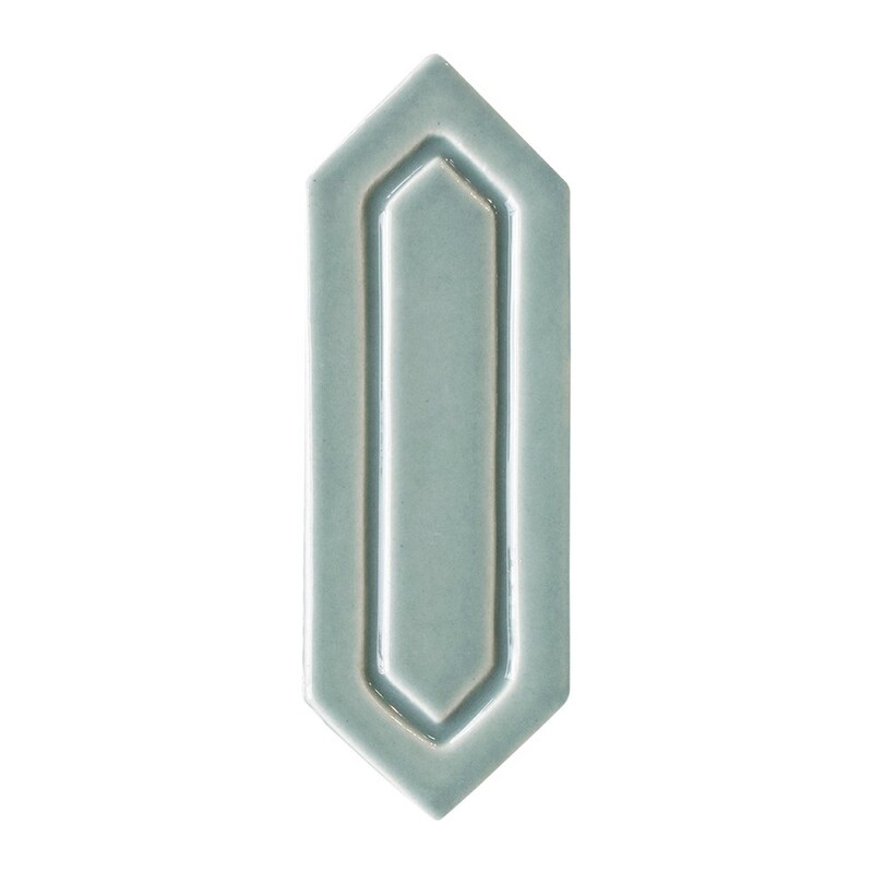 Witty Green Glossy Relief Picket Ceramic Wall Decos 2×6 Image