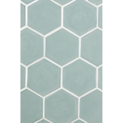 Witty Green Glossy Hexagon 5 Ceramic Tile 5