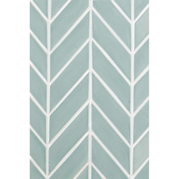 Witty Green Glossy Chevron Ceramic Tile 2×6 Image