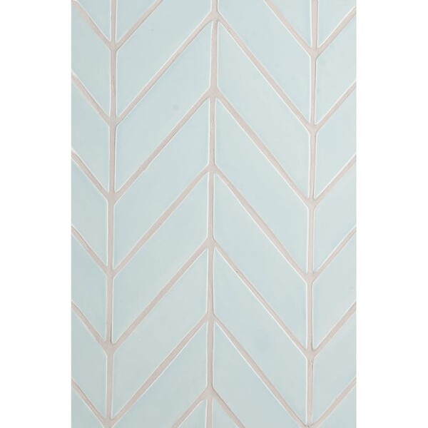 Azulejo de cerámica azul claro brillante con diseño de chevron para un elegante protector contra salpicaduras de Country Floors