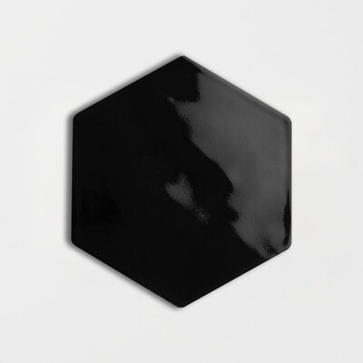 Black Glossy Hexagon 5 Ceramic Tile 5