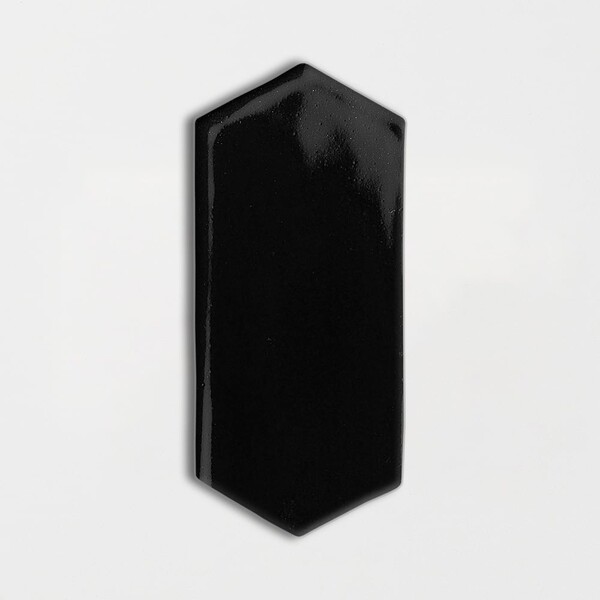 Black glossy ceramic picket tile for backsplash and wall design by Country Floors