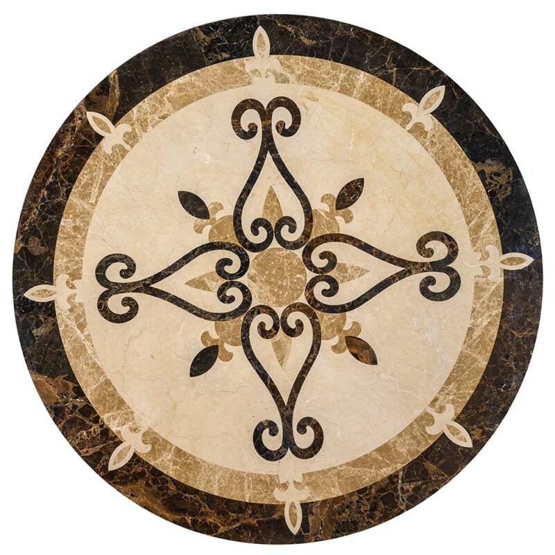 Celina Multi Finish Round Marble Medallion 36” Radius 36x36