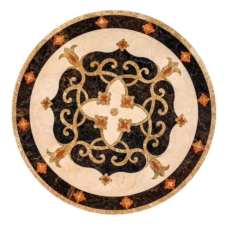 Jasmine Multi Finish Round Marble Medallion 48″ Radius 48×48 Image