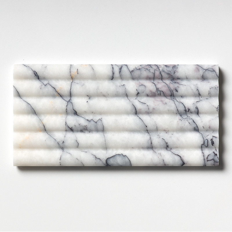 Lilac Honed Flute Trim Marble Tile 6x12
