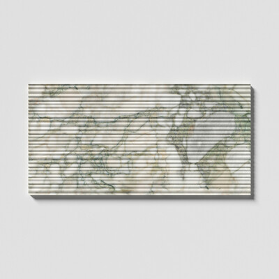 Calacatta Green Honed Thin Fluted Marble Tile 18x36