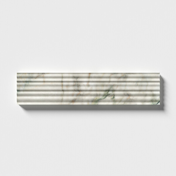 Calacatta Green Honed Thin Fluted Marble Tile 4×18 Image