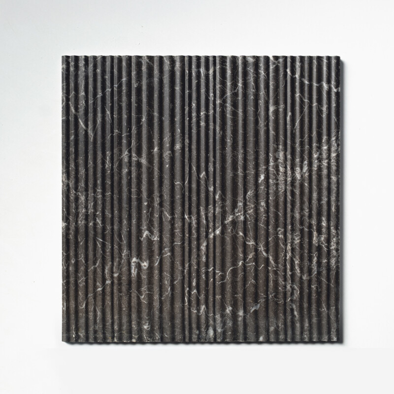 Iris Black Honed Thin Fluted Marble Accent Tiles 18x18