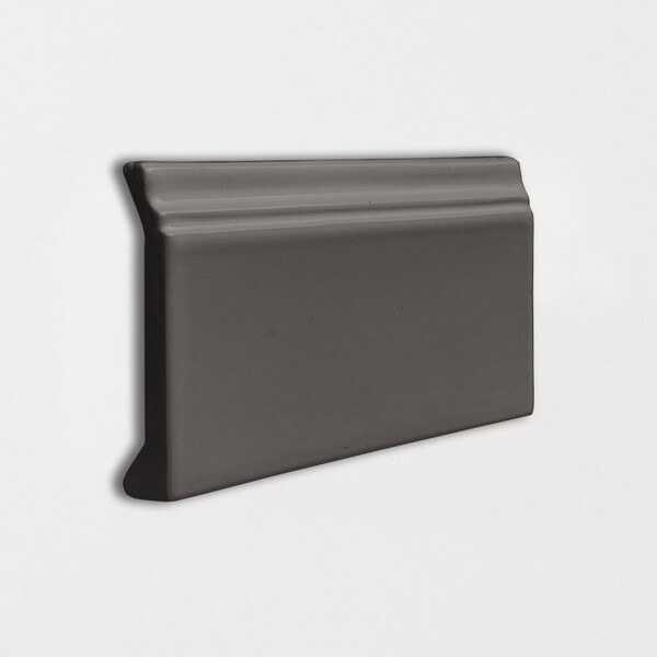 Barn glossy base trim ceramic molding in dark espresso brown by Country Floors