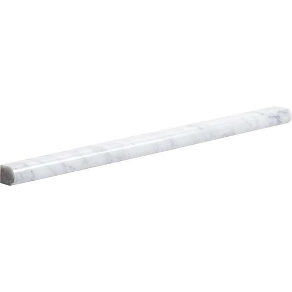 White Carrara C Polished Pencil Liner Marble Moldings 1/2x12