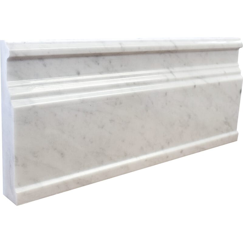 White Carrara Honed Base Marble Moldings 5x12