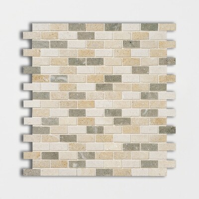 Lizola Honed 5/8x1 1/2 Limestone Mosaic 12x12