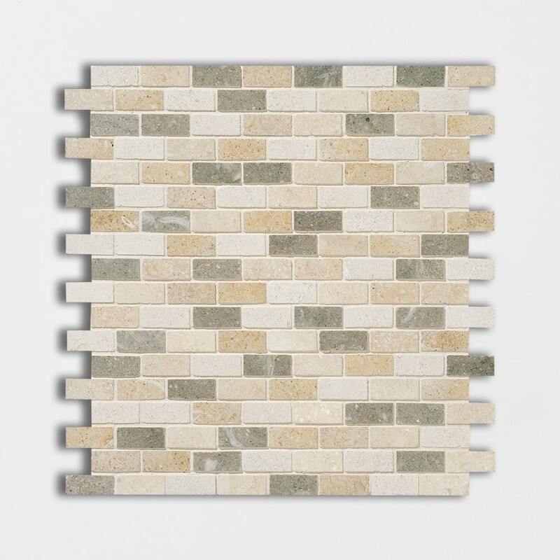 Lizola Honed 5/8×1 1/2 Limestone Mosaic 12×12 Image