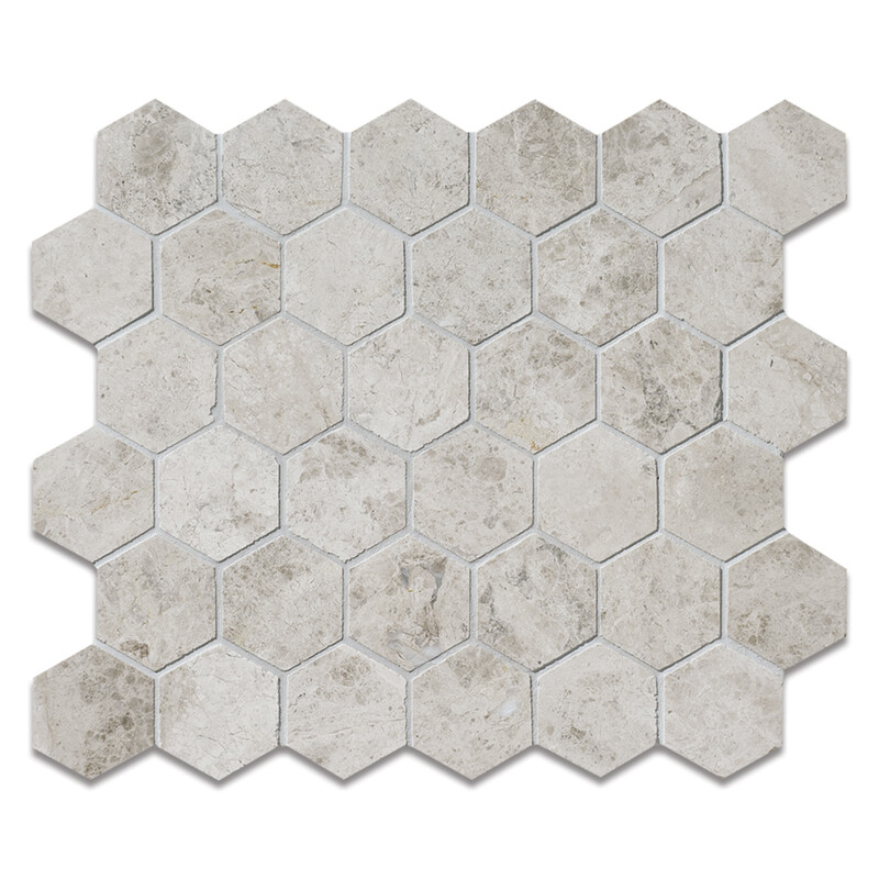 Silver Shadow Honed Hexagon 2 Marble Mosaic 12x12