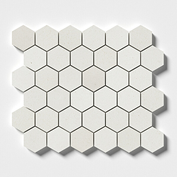 Champagne Honed Hexagon Limestone Mosaic 10 3/8×12 Image