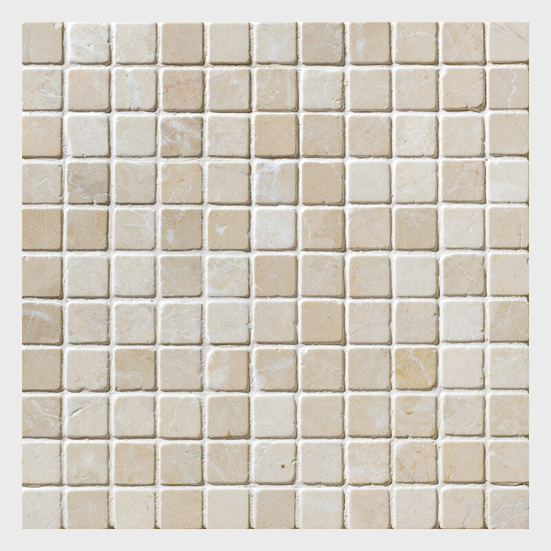 Sylvester Beige Tumbled 1x1 Marble Mosaic 12x12