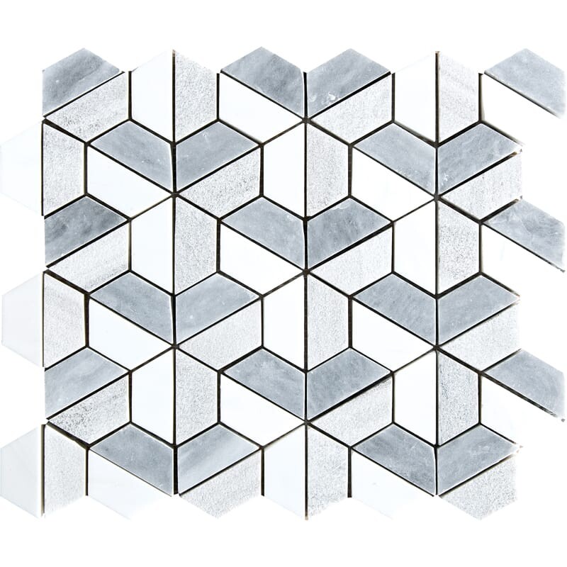 Multicolor Textured 3d Hexagon Marble Mosaic 10 3/8x12