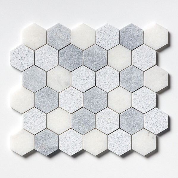 Allure&glacier Textured Hexagon Marble Mosaic 10 3/8×12 Image