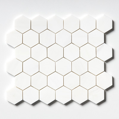 Snow White Honed Hexagon Marble Mosaic 10 3/8x12