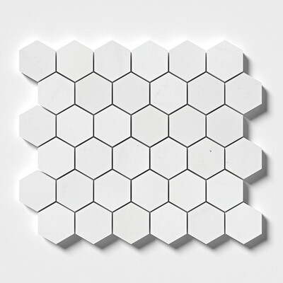 Aspen White Honed Hexagon Marble Mosaic 10 3/8x12