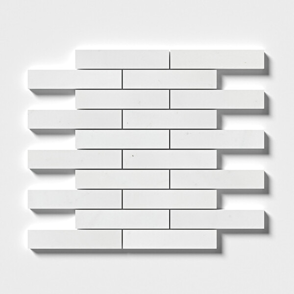 Mosaïque de marbre blanc Aspen poli 1 1/4×6, image 12×12