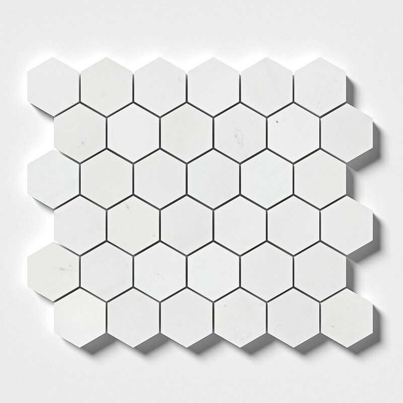 Aspen White Polished Hexagon Marble Mosaic 10 3/8x12