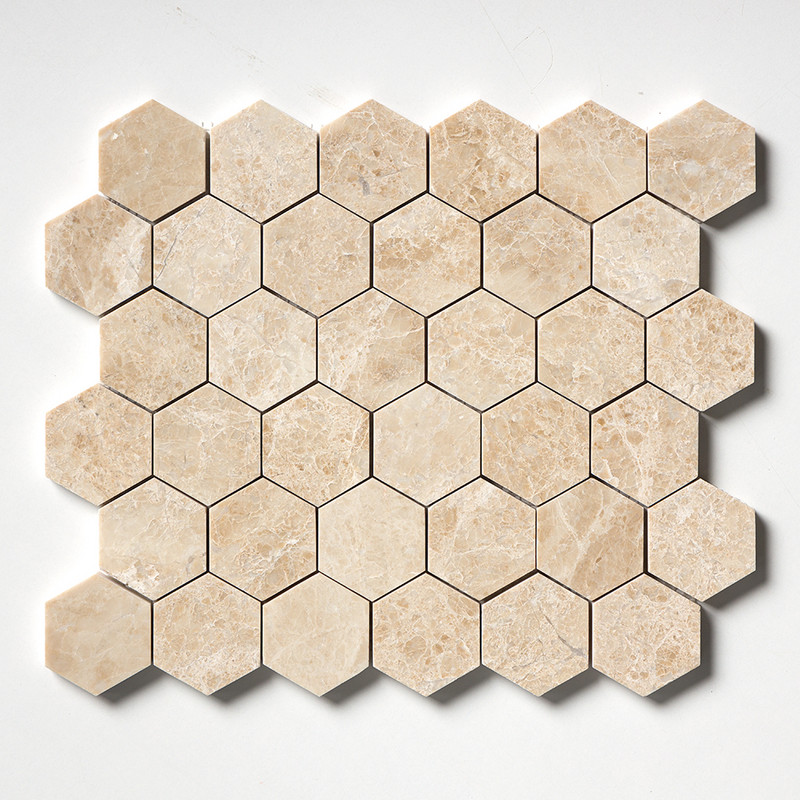 Cappuccino Polished Hexagon Marble Mosaic 10 3/8×12 Image