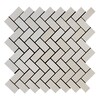 Champagne Honed Herringbone Marble Mosaic 12 1/8×13 3/8 Image