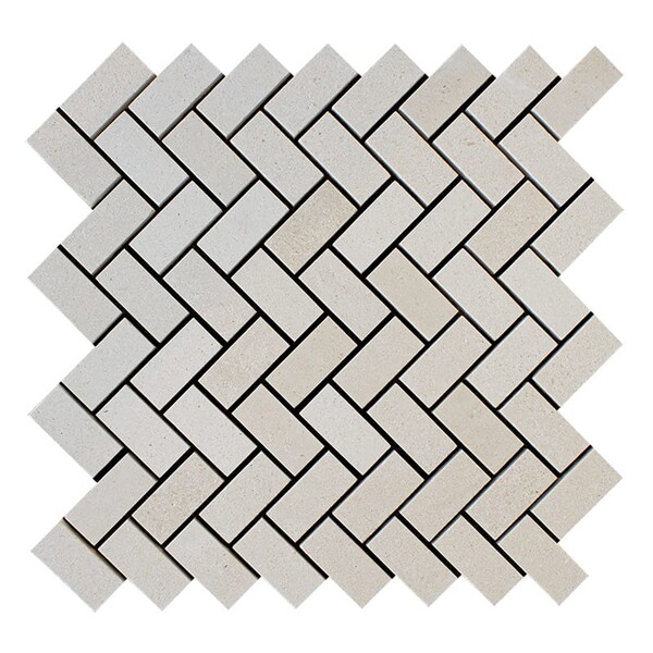 Champagne Honed Herringbone Marble Mosaic 12 1/8×13 3/8 Image