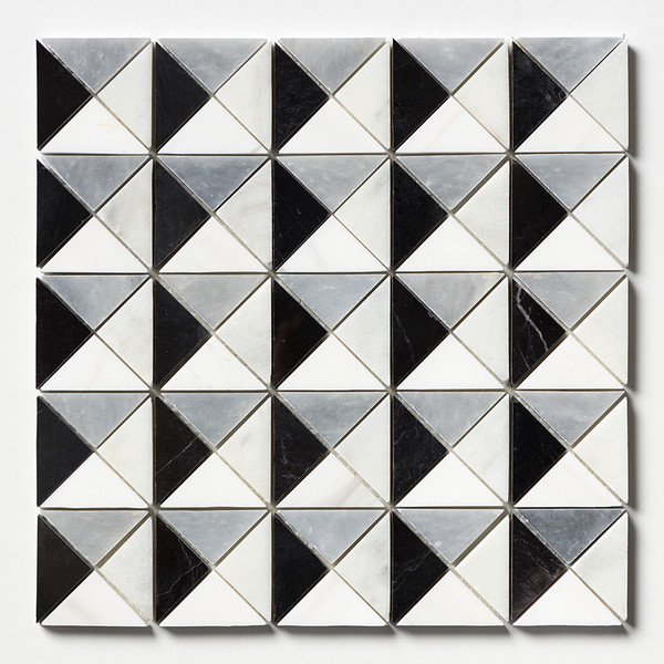 Black, Glacier, Allure, Snow White Multi Finish Devon Marble Mosaic 12 1/2×12 1/2 Image