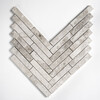 Silver Shadow Honed Large Herringbone Marble Mosaic 12 7/8×8 9/16 Image