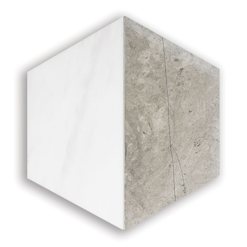 Britannia, mosaico hexagonal de piedra caliza blanca nieve pulida Mcm 8