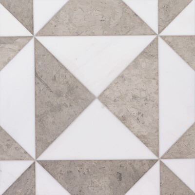 Britannia, Snow White Honed Mcm Square Limestone Mosaic 8x8
