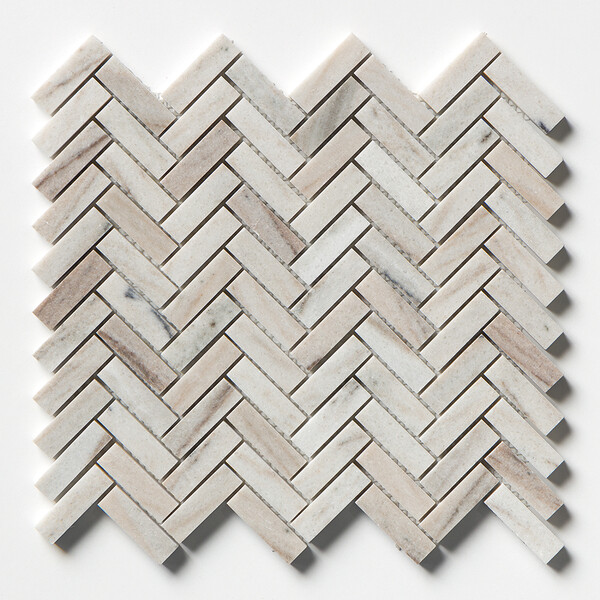 Skyline Polished Herringbone Marble Mosaic 12 1/8×13 3/8 Image