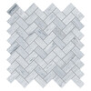 Neptune White Honed Herringbone Marble Mosaic 12 1/8×13 3/8 Image