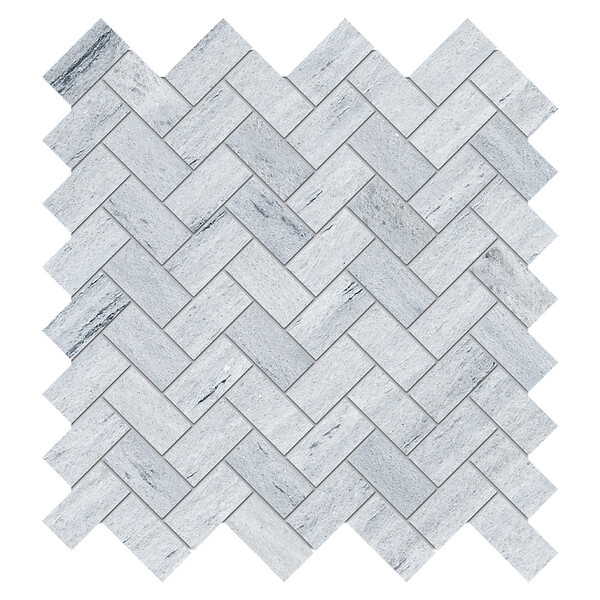 Neptune White Honed Herringbone Marble Mosaic 12 1/8×13 3/8 Image