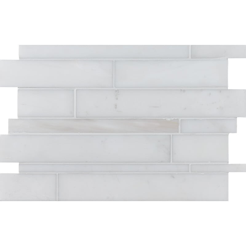 Snow White Polished Slides Marble Mosaic 11×17 Image