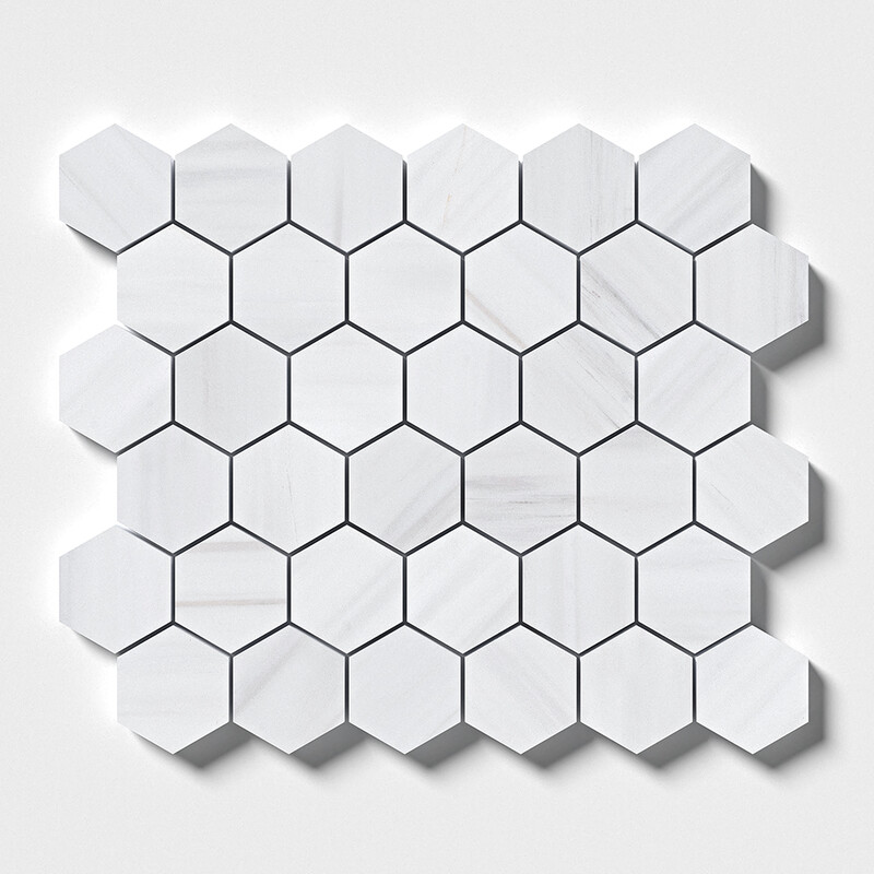 Bianco Dolomiti Classic Polished Hexagon Marble Mosaic 10 3/8x12