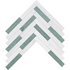 Verde Capri, Snow White Honed Large Herringbone Marble Mosaic 12 7/8×8 9/16 Image