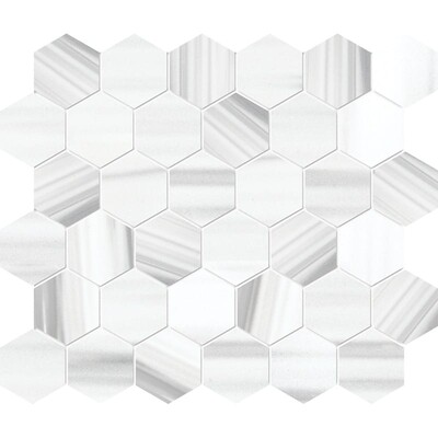 Frost White Honed Hexagon Marble Mosaic 10 3/8×12 Image