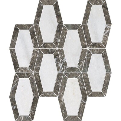 Avalon, Silver Drop Polished Lincoln Marble Mosaic 10 1/4x12 13/16