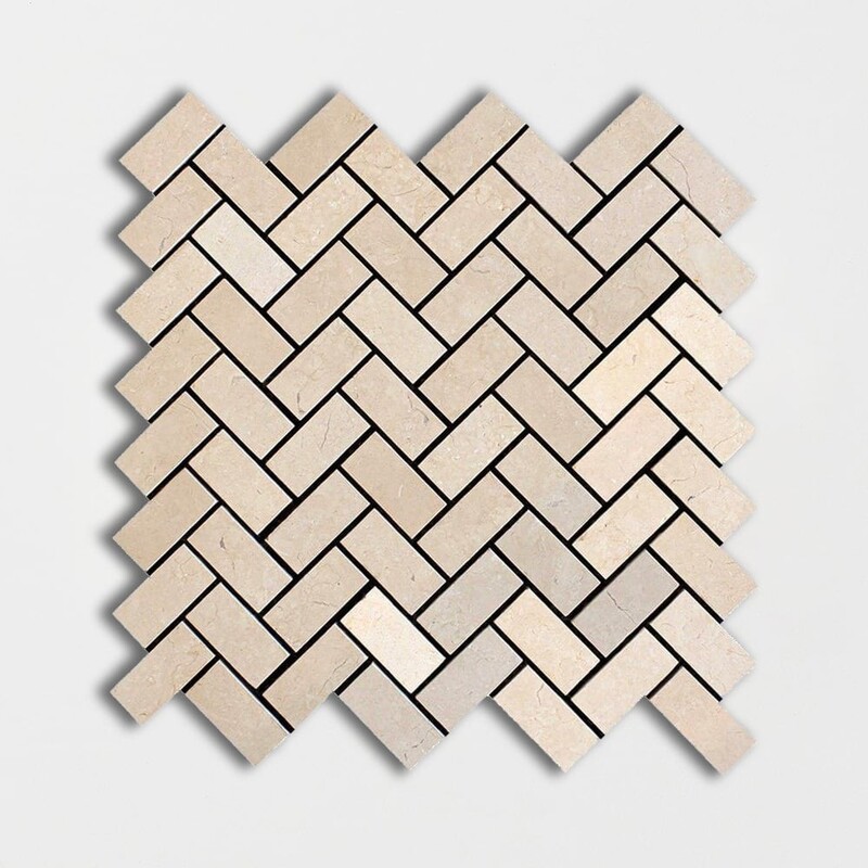 Desert Cream Honed Herringbone 1x2 Marble Mosaic 11x11
