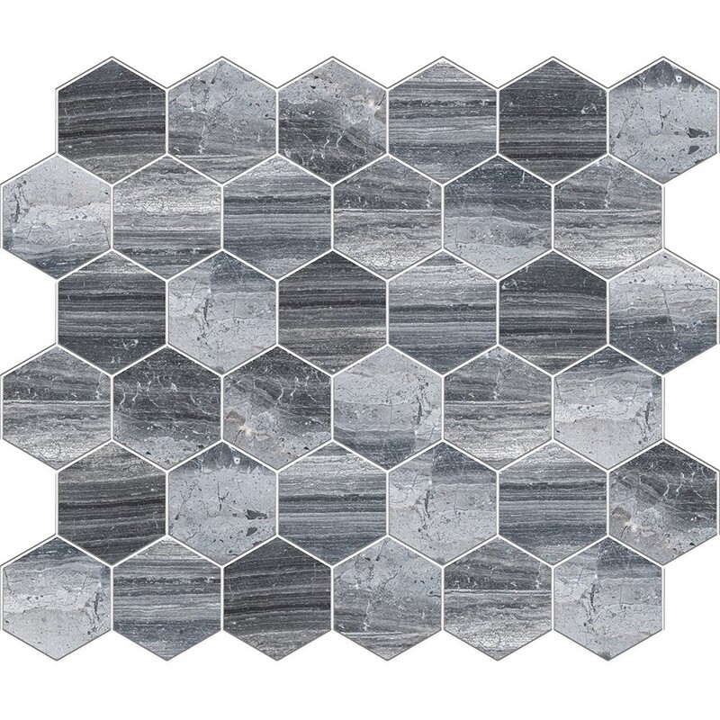 Haisa Black Honed Hexagon Marble Mosaic 10 3/8×12 Image
