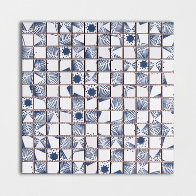 Blue Diamond Blend Glossy 1x1 Ceramic Mosaic 12x12