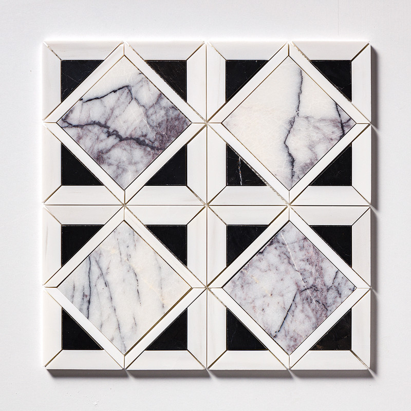 Lilac Honed Kent Marble Mosaic 13 9/16x13 9/16