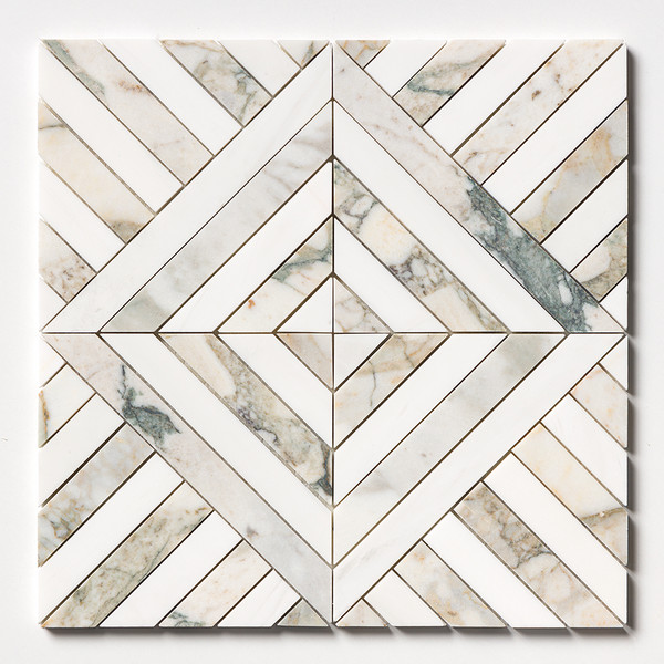 Calacatta Green Honed Ponte Marble Mosaic 14 5/16×14 5/16 Image