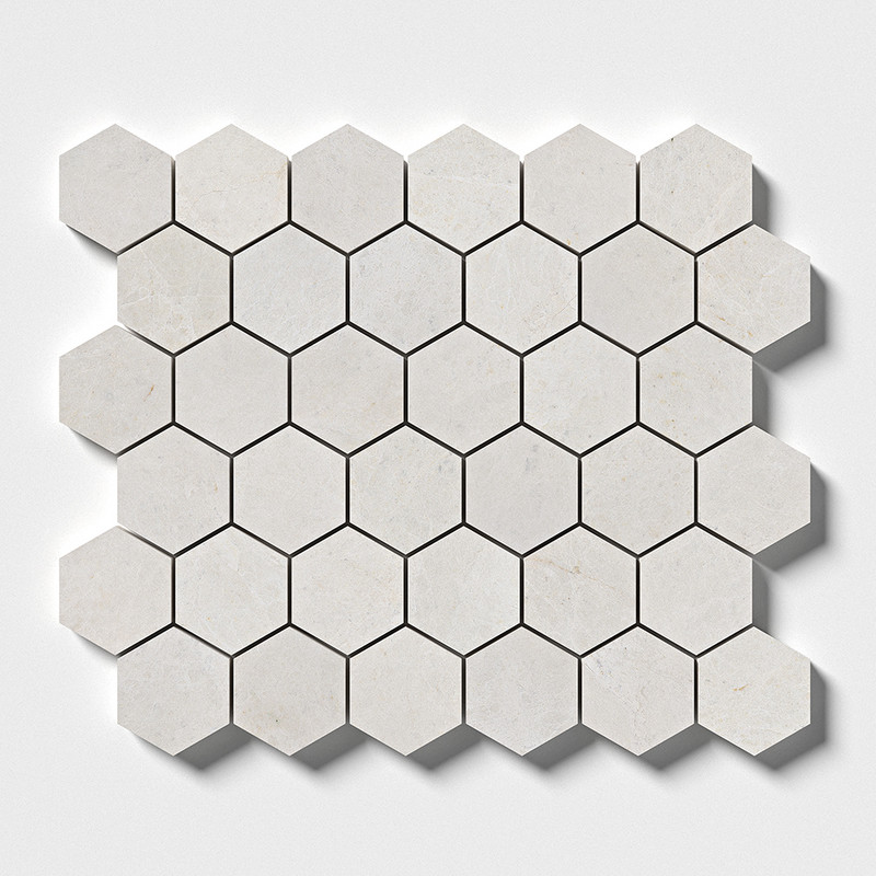 Vanilla Honed Hexagon 2 Marble Mosaic 10 3/8x12