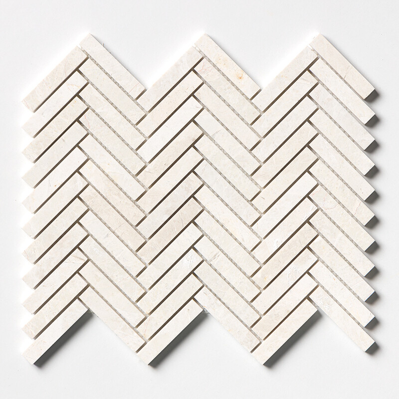 Vanilla Honed Herringbone 5/8x3 Marble Mosaics 10 7/16x12 13/16